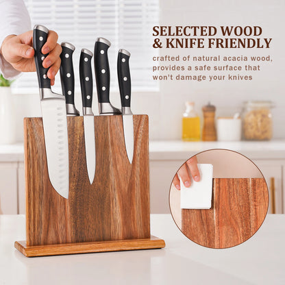 VAREON knife block showing strong magnetic hold - wall or counter mount
