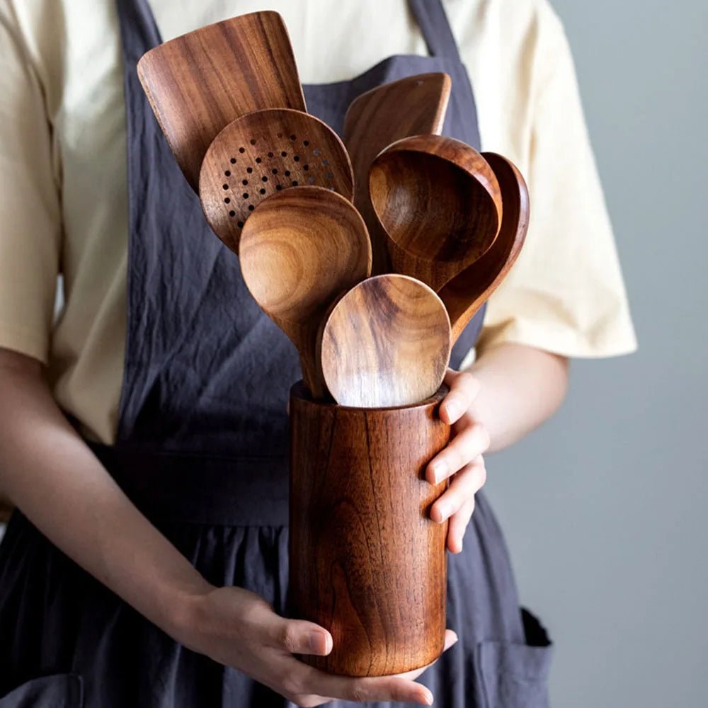 VAREON Kitchen Utensil Set – Teak Wood - Vareon