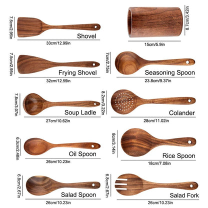 VAREON Kitchen Utensil Set – Teak Wood - Vareon