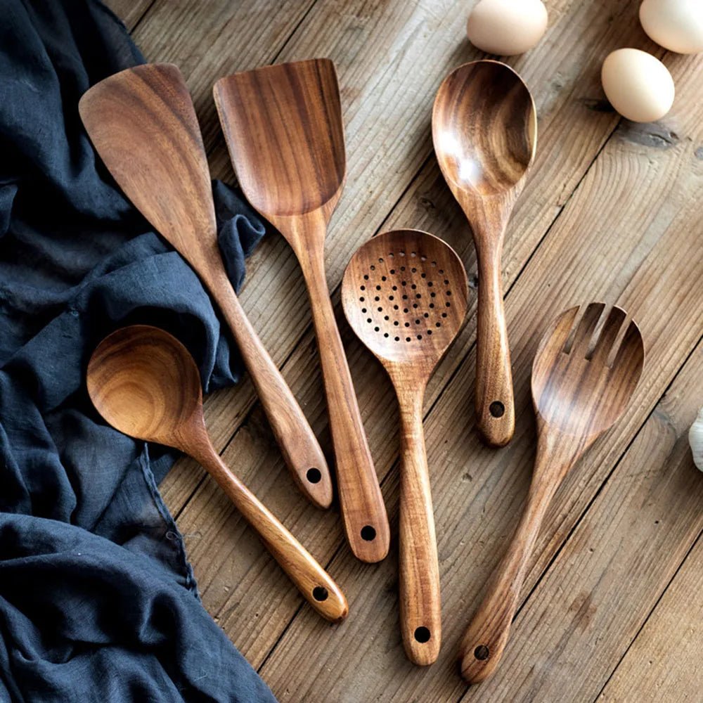 VAREON Kitchen Utensil Set – Teak Wood - Vareon