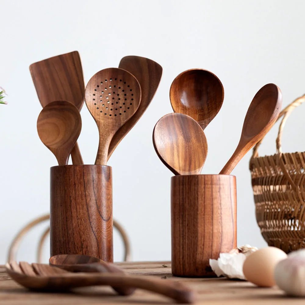 VAREON Kitchen Utensil Set – Teak Wood - Vareon